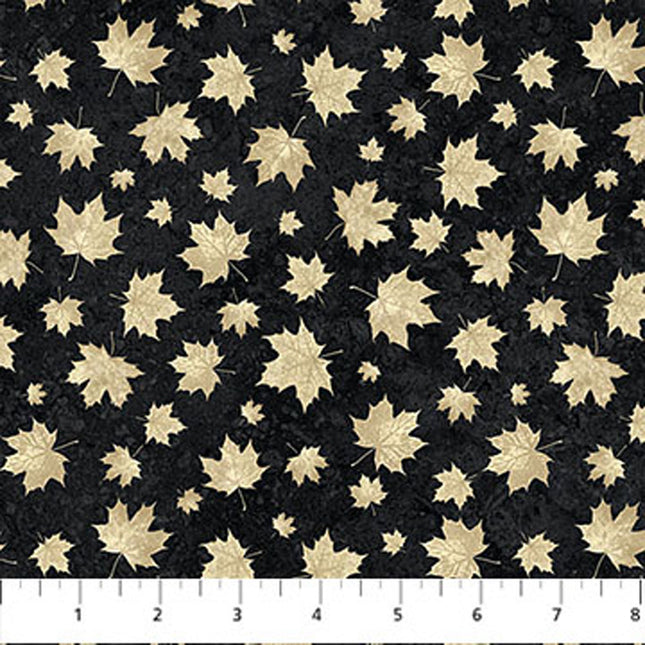 Northcott Oh Canada 14 -  Stonehenge Two Tone Leaves – C29020-99 – Black Beige
