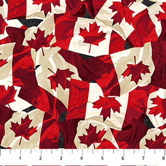 Northcott Oh Canada 14- Stonehenge Flags – C29021-24 – Red Cream