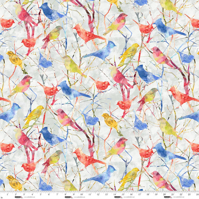 Studio E Airmail - Bird Silhouette Allover 8497-19 Mist