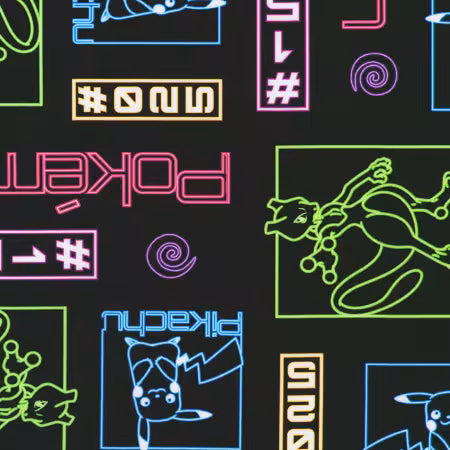 Robert Kaufman Neon Signs Of Pokemon Characters Black # AOPD-23123-2
