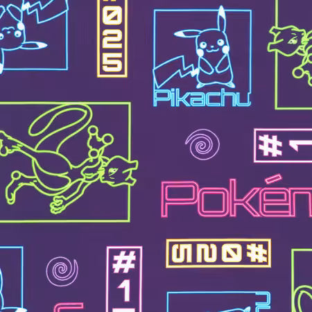 Robert Kaufman Neon Signs Of Pokemon Characters Purple # AOPD-23123-6