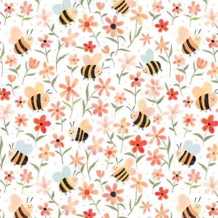 P&B Textiles Be My Baby ~ Bees Among Flowers: BMBA6386-W