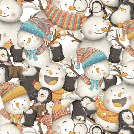 Blank Quilting Snowmates: Multi Packed Characters 8in repeat # BQ4920-13