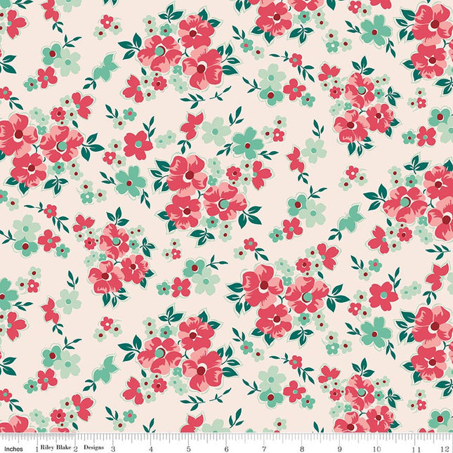 Riley Blake Berry & Sage ~ Floral Latte C17388-LATTE