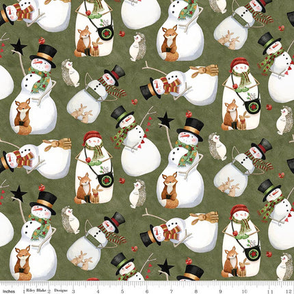 Riley Blake Northern Christmas Snowmen Green SKU: C17831-GREEN