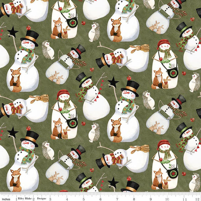 Riley Blake Northern Christmas Snowmen Green SKU: C17831-GREEN