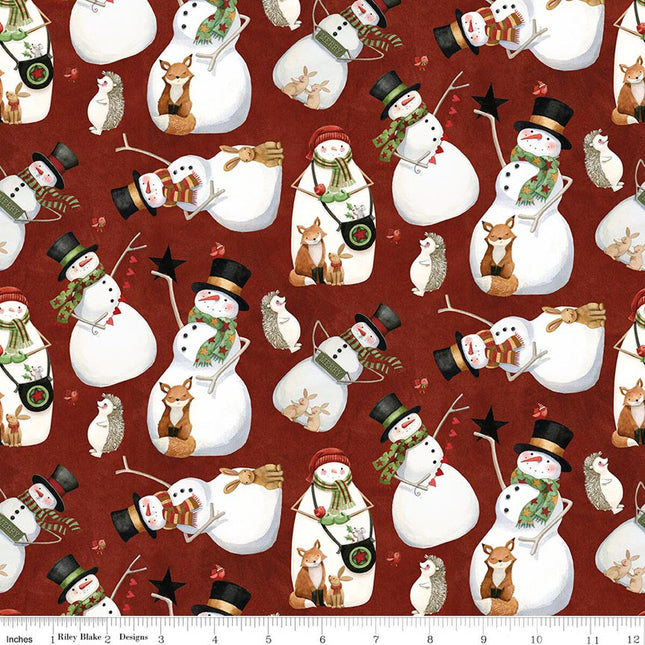 Riley Blake Northern Christmas Snowmen Red SKU: C17831-RED