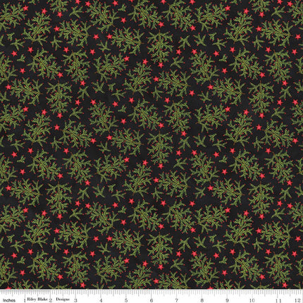 Riley Blake Northern Christmas Whimsical Trees Black SKU: C17832-BLACK