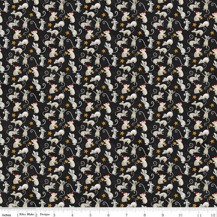 Riley Blake Northern Christmas Mice Black SKU: C17833-BLACK