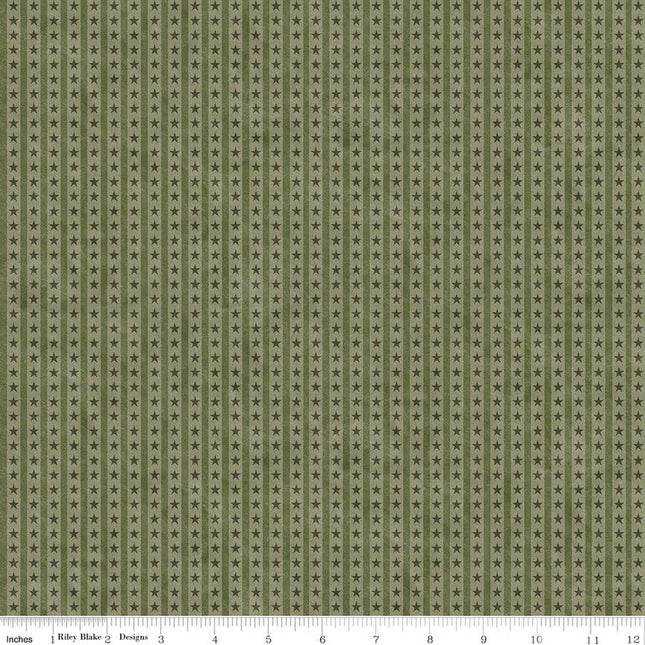 Riley Blake Northern Christmas Star Stripes Green SKU: C17836-GREEN