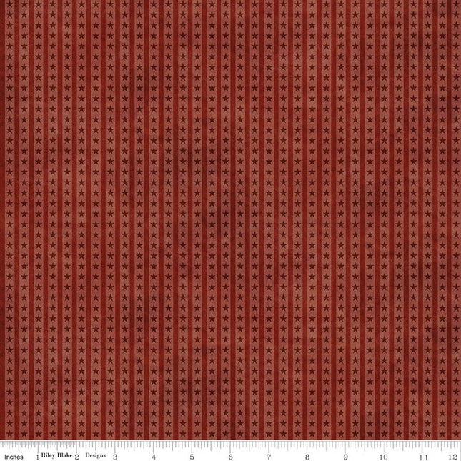 Riley Blake Northern Christmas Star Stripes Red SKU: C17836-RED