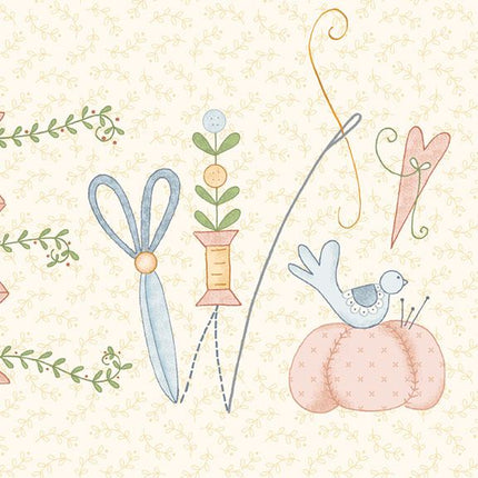 Marcus Fabrics A Stitch for Every Season ~ 24" CANVAS TOTE BAG PANEL C562079P  CREAM