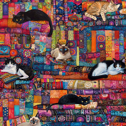 Timeless Treasures CATS ON QUILTS CAT-CD4250  MULTI