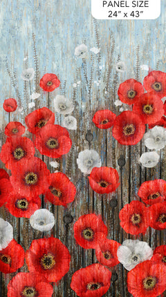 Northcott Poppy Meadows ~ Charcoal Multi Panel: DP29085-97