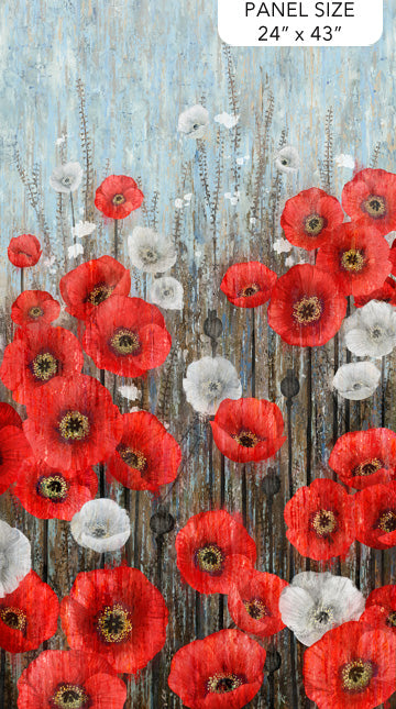 Northcott Poppy Meadows ~ Charcoal Multi Panel: DP29085-97