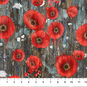 Northcott Poppy Meadows ~ Poppy Charcoal Multi: DP29087-97