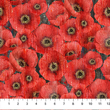 Northcott Poppy Meadows ~ Packed Poppy Charcoal Multi: DP29088-97