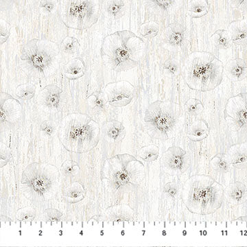 Northcott Poppy Meadows ~ White Poppy White: DP29089-10