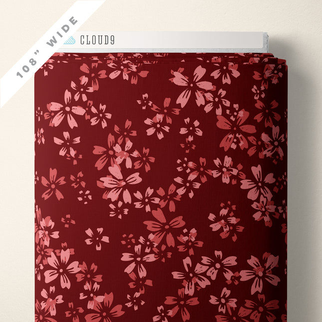Cloud9 Eventide ~ 227888 Wildflower 108" WIDE BACKING - Burgundy