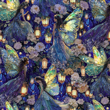 Timeless Treasures Lumiere  LANTERN FAIRY FLORAL FLEUR-CD4351  MULTI
