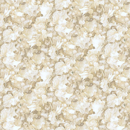 Timeless Treasures Lumiere PACKED LEAVES FLEUR-CD4358  ECRU