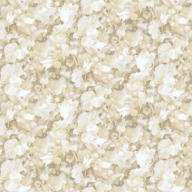 Timeless Treasures Lumiere PACKED LEAVES FLEUR-CD4358  ECRU
