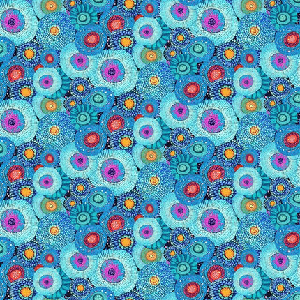 Timeless Treasures ABSTRACT FLORAL FLEUR-CD4433  BLUE