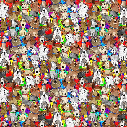 Timeless Treasures DOGS ON TIE DYE BACKGROUND GAIL-CD4460  MULTI