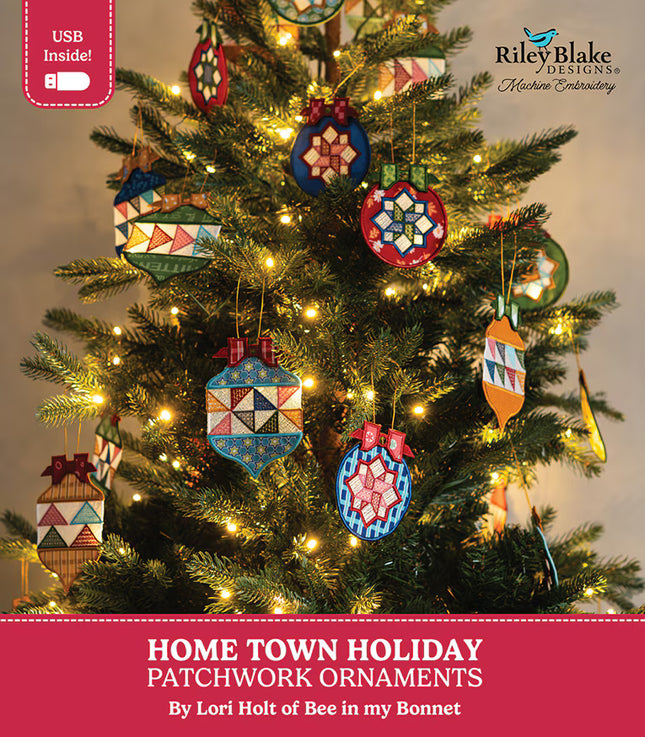 Riley Blake Home Town Holiday Patchwork Ornaments Machine Embroidery by Lori Holt