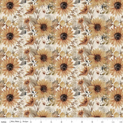 Riley Blake Evening on the Prairie - Watercolor Sunflowers Cream CD16743-CREAM