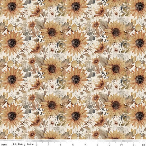 Riley Blake Evening on the Prairie - Watercolor Sunflowers Cream CD16743-CREAM