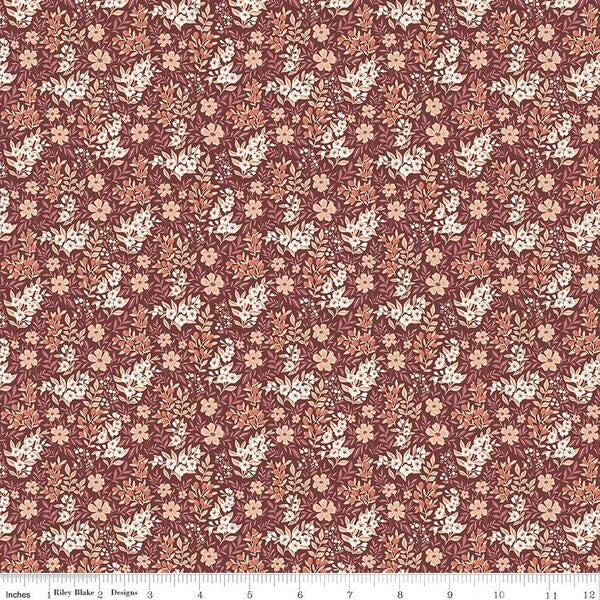 Riley Blake Evening on the Prairie - Ditsy Floral Marsala C16747-MARSALA