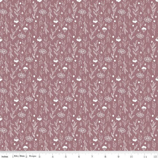 Riley Blake Evening on the Prairie - Silhouette Floral Heather C16748-HEATHER