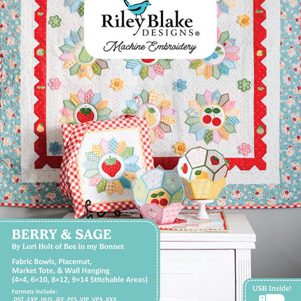 Riley Blake Machine Embroidery Berry & Sage Projects - Machine Embroidery USB