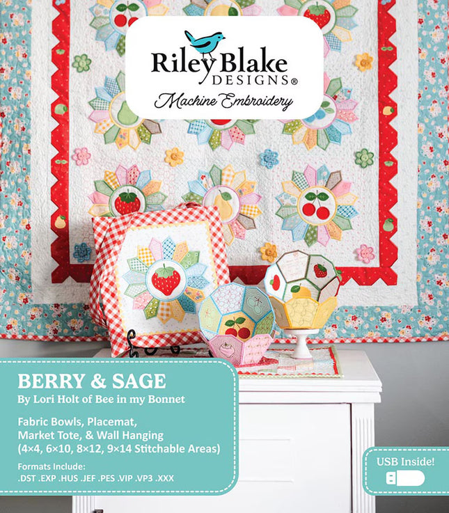 Riley Blake Machine Embroidery Berry & Sage Projects - Machine Embroidery USB