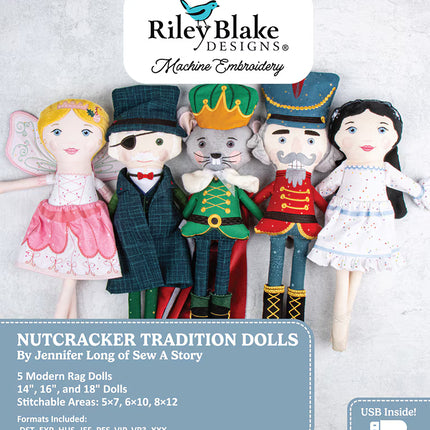 Riley Blake Nutcracker Tradition Dolls Machine Embroidery