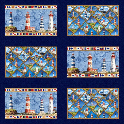 Timeless Treasures Lighthouse Placemat Panel - PANEL-CD3768