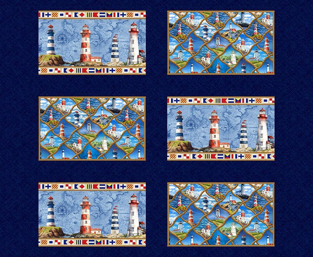 Timeless Treasures Lighthouse Placemat Panel - PANEL-CD3768