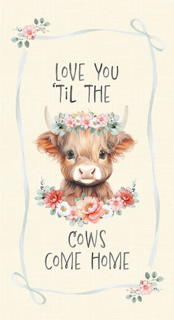 Timeless Treasures 'TILL THE COWS COME HOME PANEL 24" PANEL-CD4040  CREAM