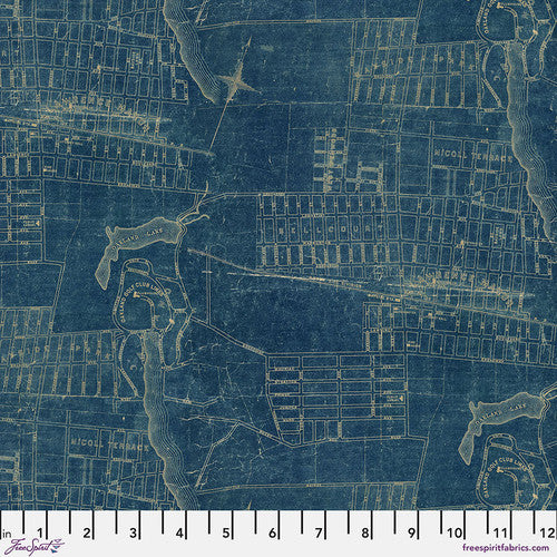 Free Spirit Tim Holtz Palette Collection Blue: Blue Map PWTH283.BLUE
