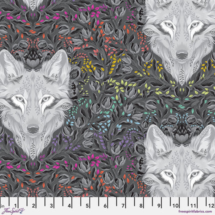 Free Spirit Tula Pink Graywork Wolf of Pink Street - Carbon PWTP256.CARBON
