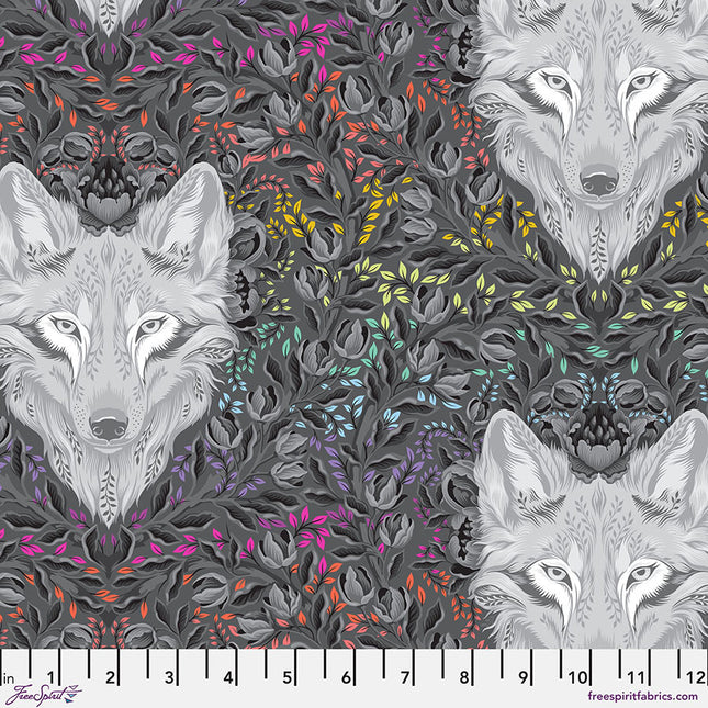 Free Spirit Tula Pink Graywork Wolf of Pink Street - Carbon PWTP256.CARBON