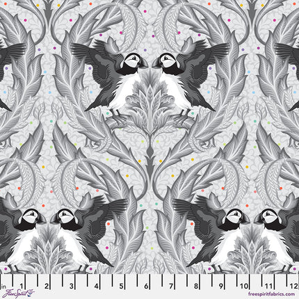 Free Spirit Tula Pink Graywork Huffin & Puffin - Whisper ~ PWTP260.WHISPER