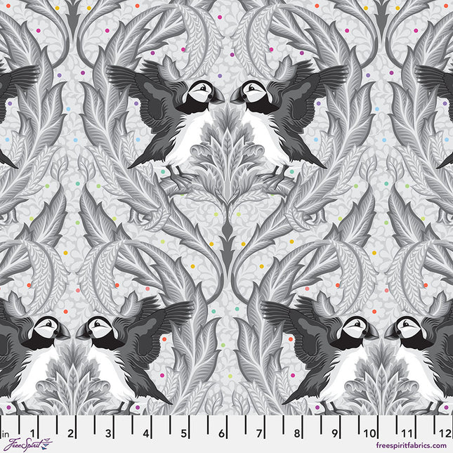 Free Spirit Tula Pink Graywork Huffin & Puffin - Whisper ~ PWTP260.WHISPER