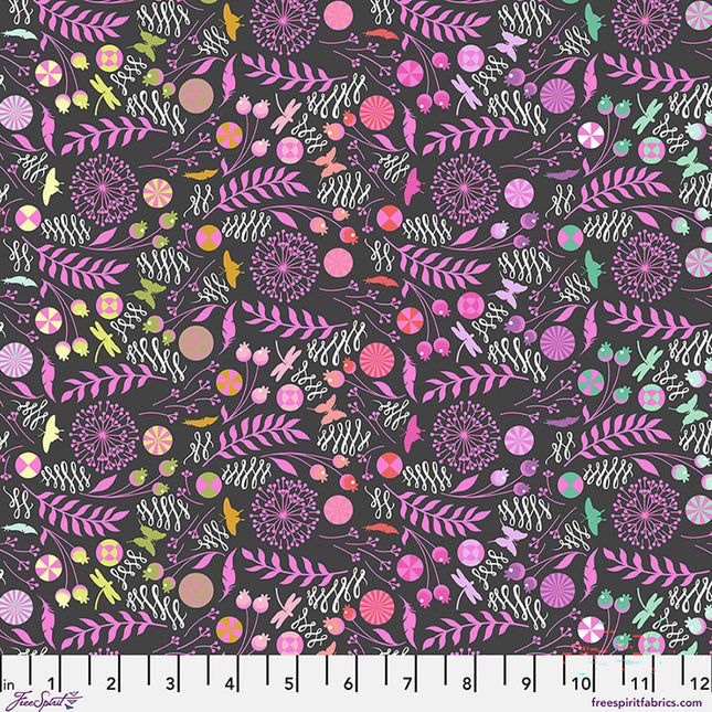 Free Spirit Dandelion - Licorice || Prince Charming Déjà Vu Tula Pink: PWTP279.LICORICE