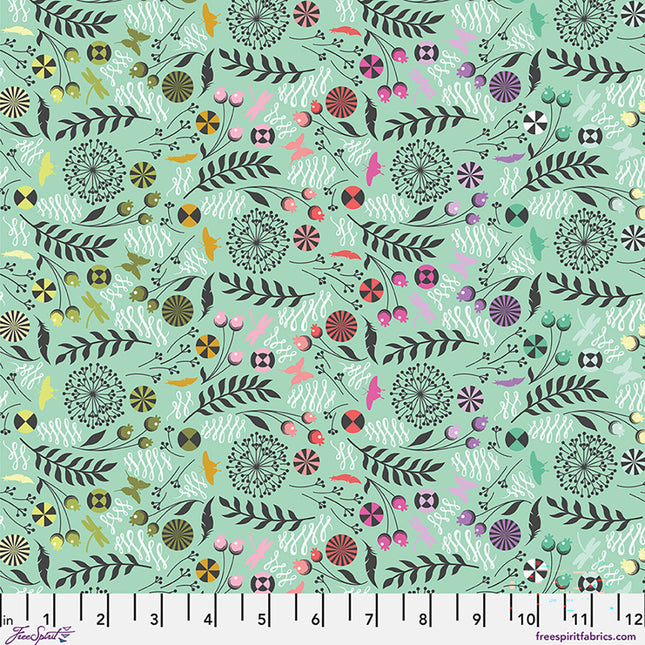 Free Spirit Dandelion - Sweet Mint || Prince Charming Déjà Vu Tula Pink: PWTP279.SWEETMINT