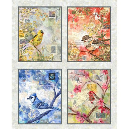 Studio E Airmail Birds 8506-19 PANEL - 4 Blocks