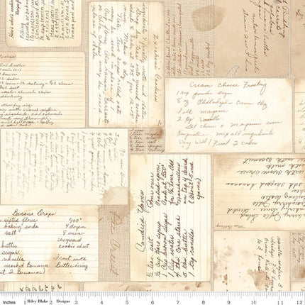 Riley Blake Baked With Love Recipes Tea Dye 108" WIDE BACK: WB17800-TEADYE