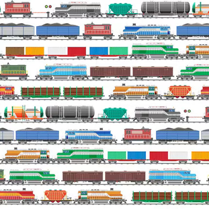 Clothworks Let's Go Digital Trains White Y4466-1