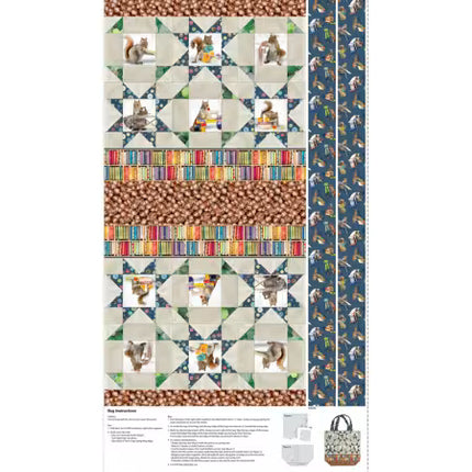 Clothworks The Secret Life of Squirrels Multi Color Dig Canvas Bag # Y4903-55